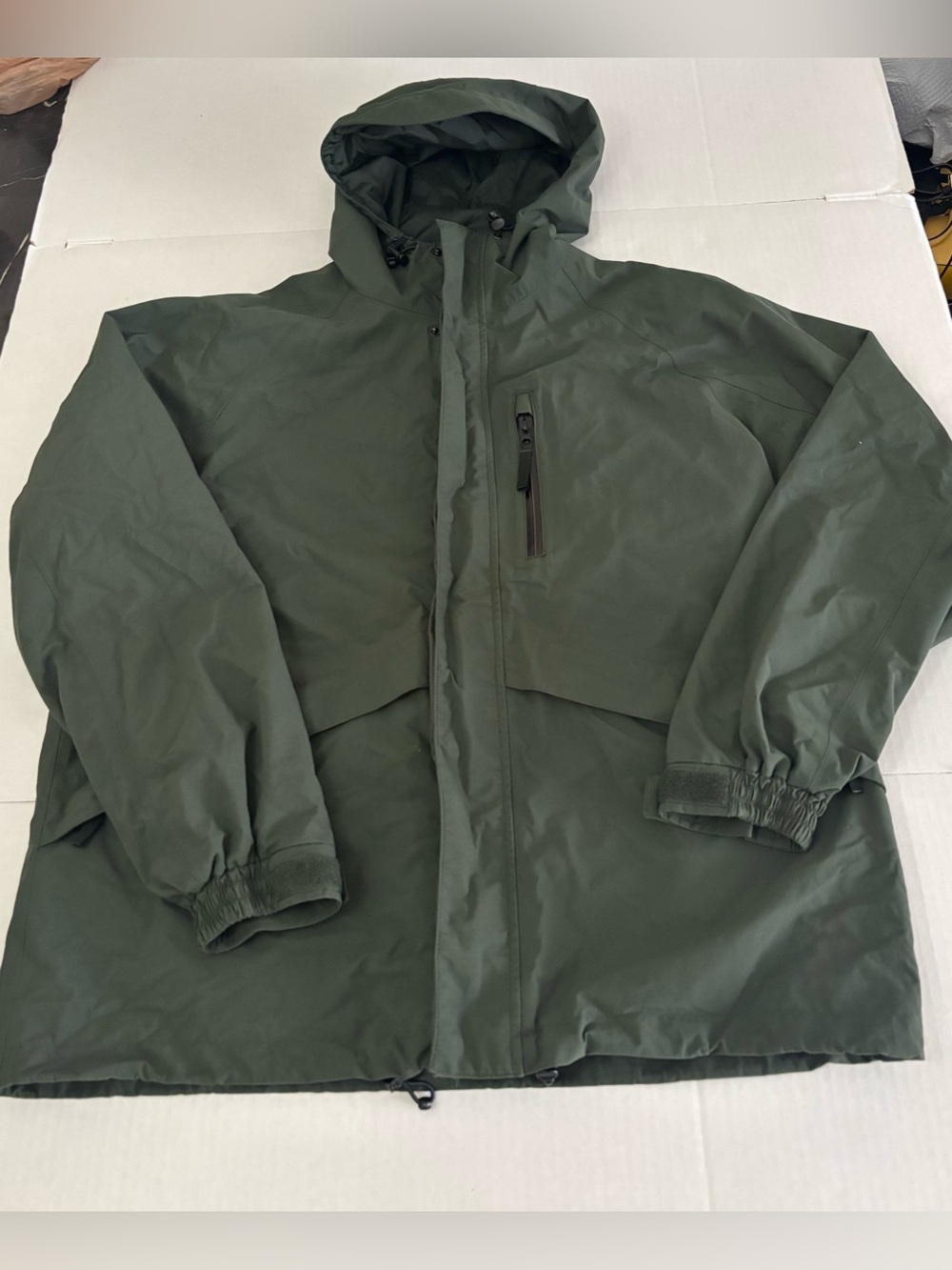 Cabelas Nylon Gore-Tex Jacket Green Hooded Full Zip Mens Size L